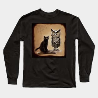 A Black Cat and an Owl, Friends Long Sleeve T-Shirt